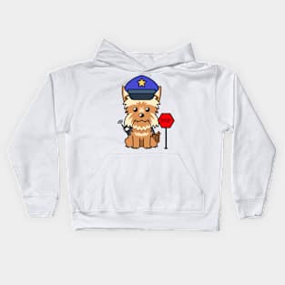 Police Dog Yorkshire Terrier Kids Hoodie